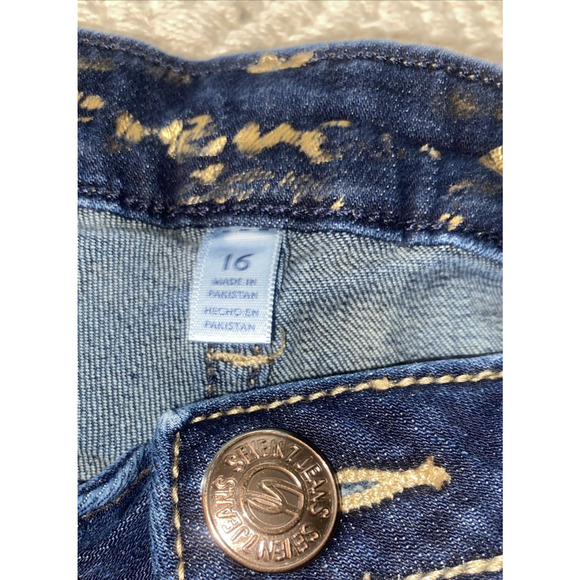 Seven7 Weekend Short Women's 16 Blue Denim 5-Pockets Dark Wash Cotton Stretch - Picture 4 of 5